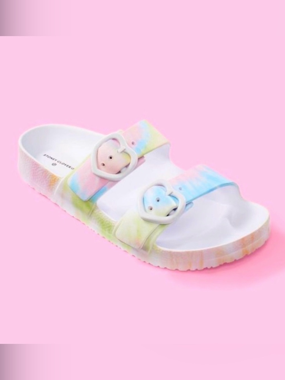 NWT Stoney Clover Lane x Target Rainbow Pastel Tie Dye Heart Sandals Size 7